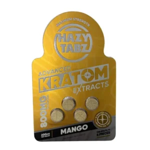 Hazy Tabz Advanced Kratom Extract Tablets Mango Maximum Strength 800mg 4ct